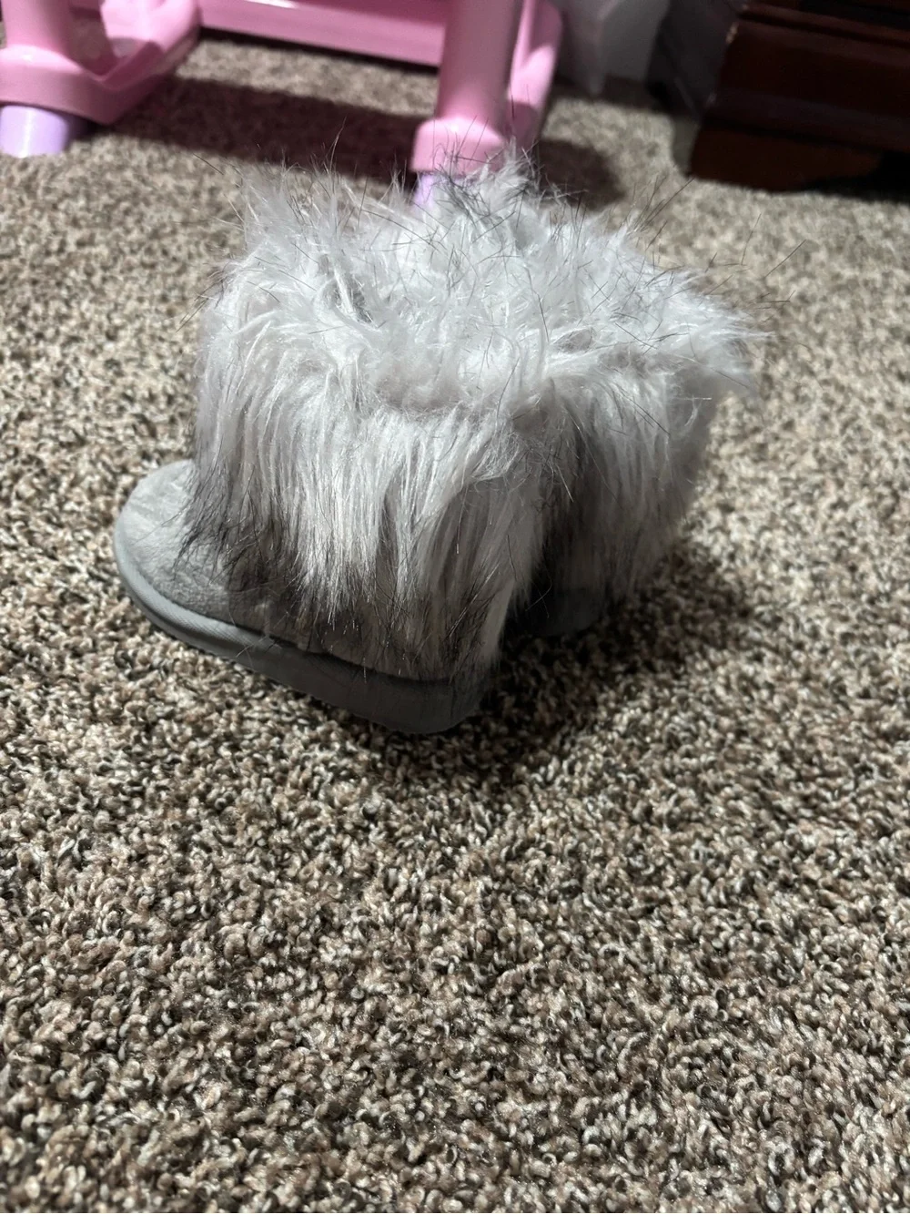 Kids Faux Fur Booties - Gray